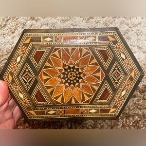 Vintage Moroccan style wooden jewelry box medium